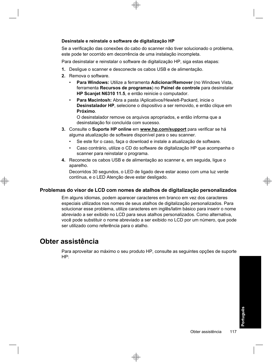 Obter assistência | HP Scanjet N6310 User Manual | Page 121 / 128