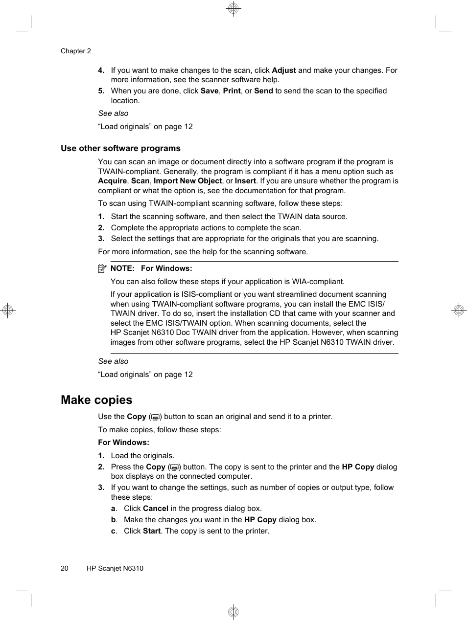 Make copies | HP Scanjet N6310 User Manual | Page 24 / 128