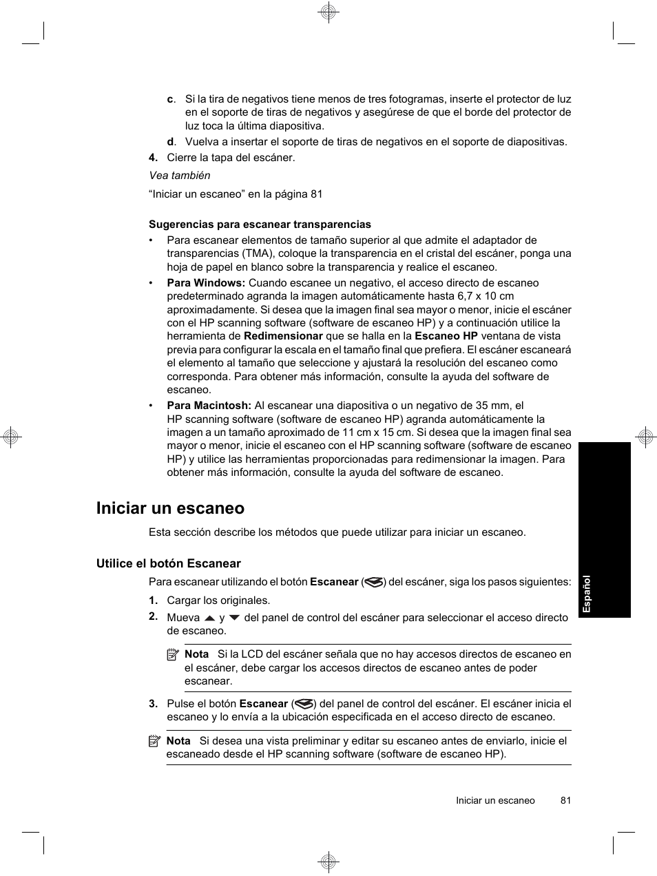 Iniciar un escaneo | HP Scanjet N6310 User Manual | Page 85 / 128