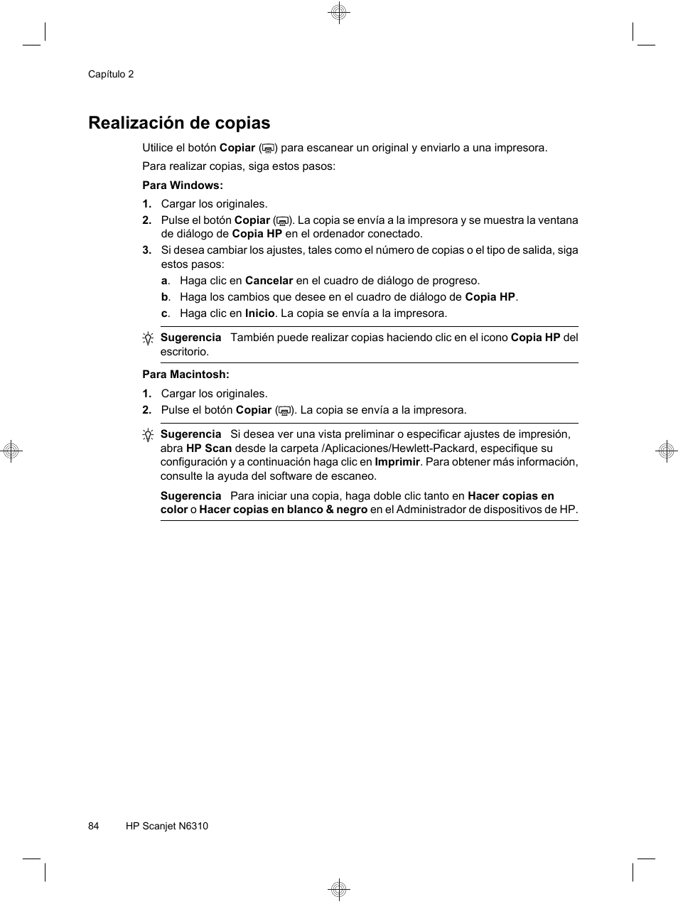 Realización de copias | HP Scanjet N6310 User Manual | Page 88 / 128