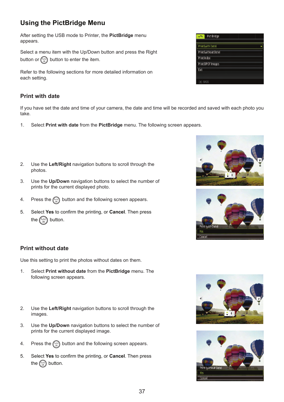 Using the pictbridge menu | HP CC330 User Manual | Page 39 / 47