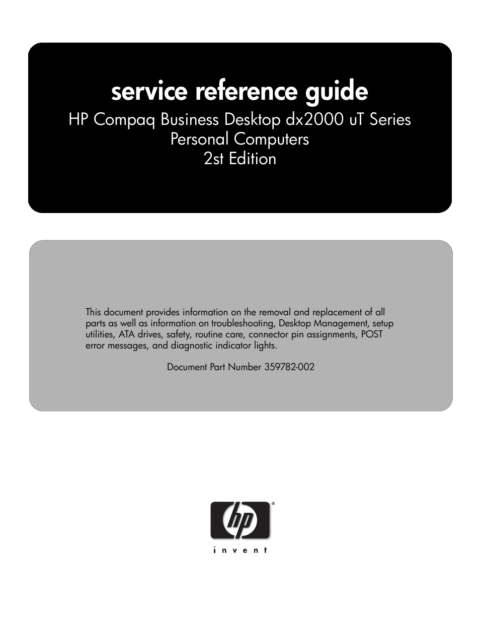 HP DX2000 User Manual | 106 pages