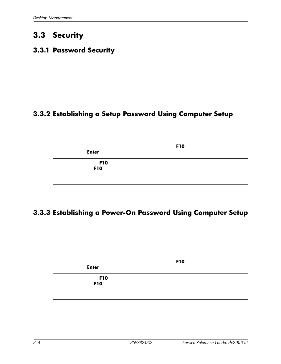 3 security, 1 password security, 3 security –4 | HP DX2000 User Manual | Page 22 / 106
