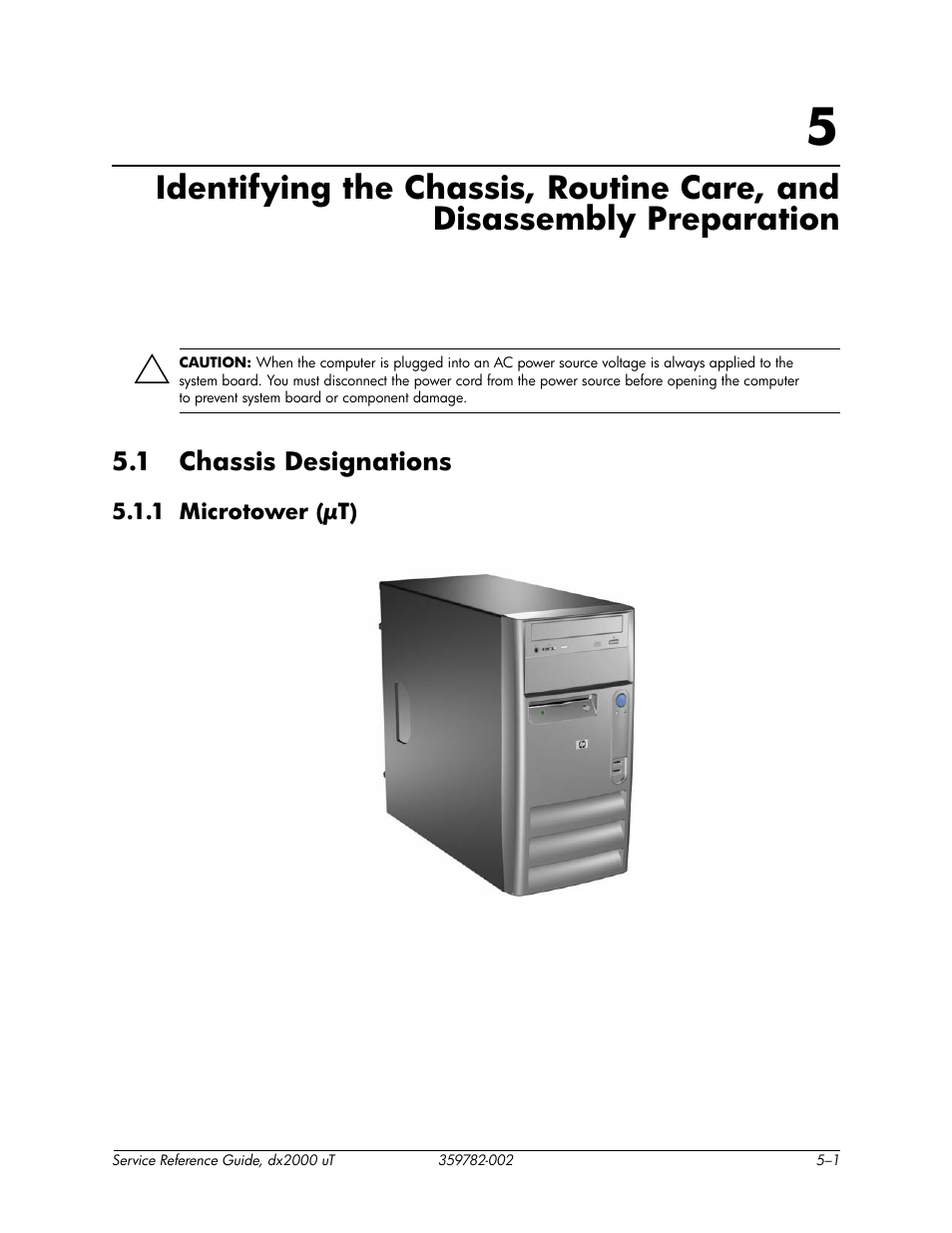 1 chassis designations, 1 microtower (µt), 1 chassis designations –1 | 1 microtower (µt) –1 | HP DX2000 User Manual | Page 35 / 106