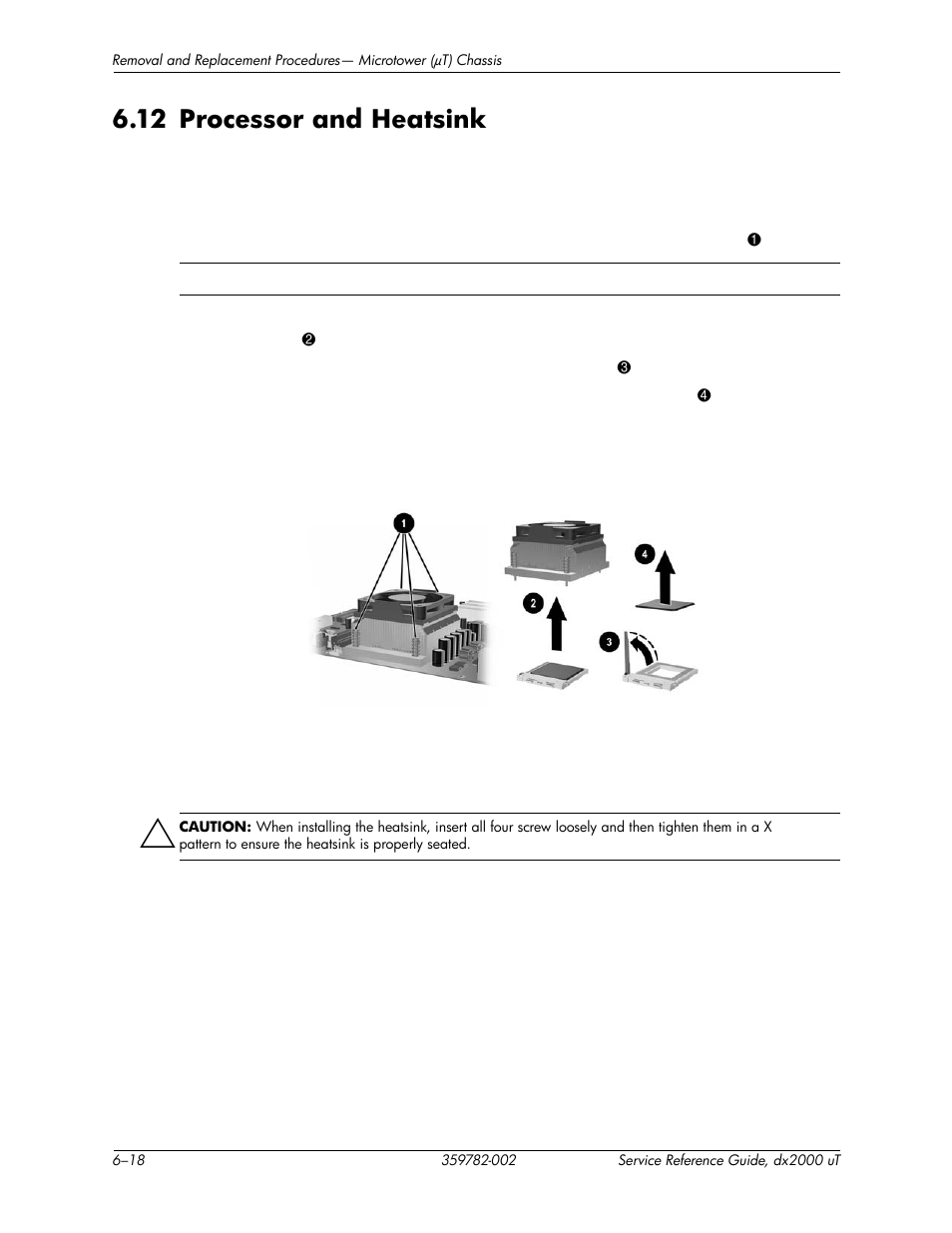 12 processor and heatsink, 12processor and heatsink –18 | HP DX2000 User Manual | Page 60 / 106