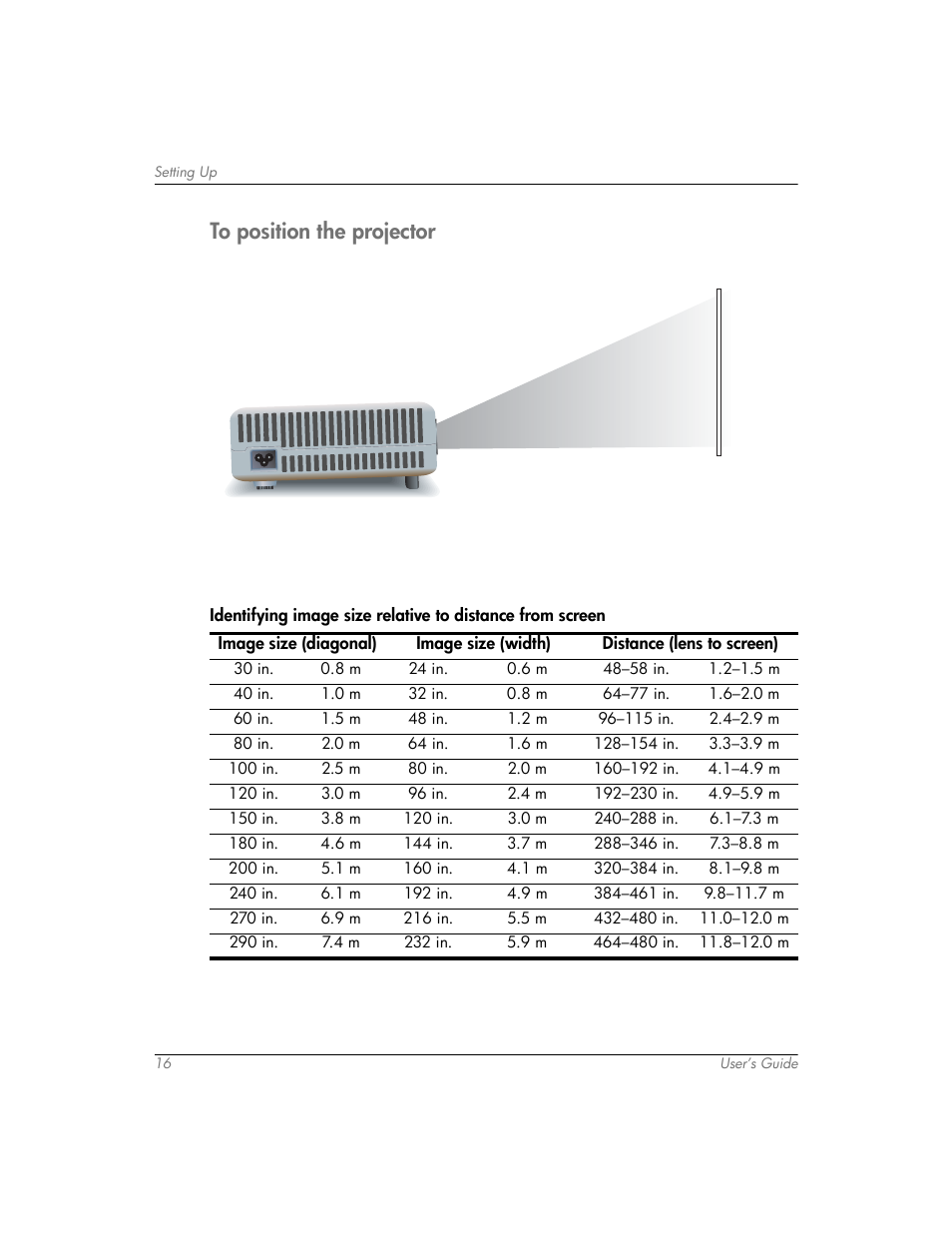 To position the projector | HP mp3320 User Manual | Page 16 / 80