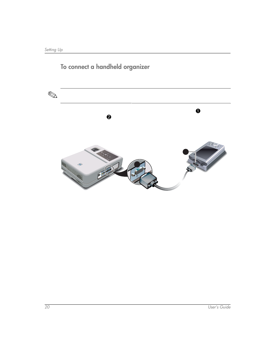 To connect a handheld organizer | HP mp3320 User Manual | Page 20 / 80