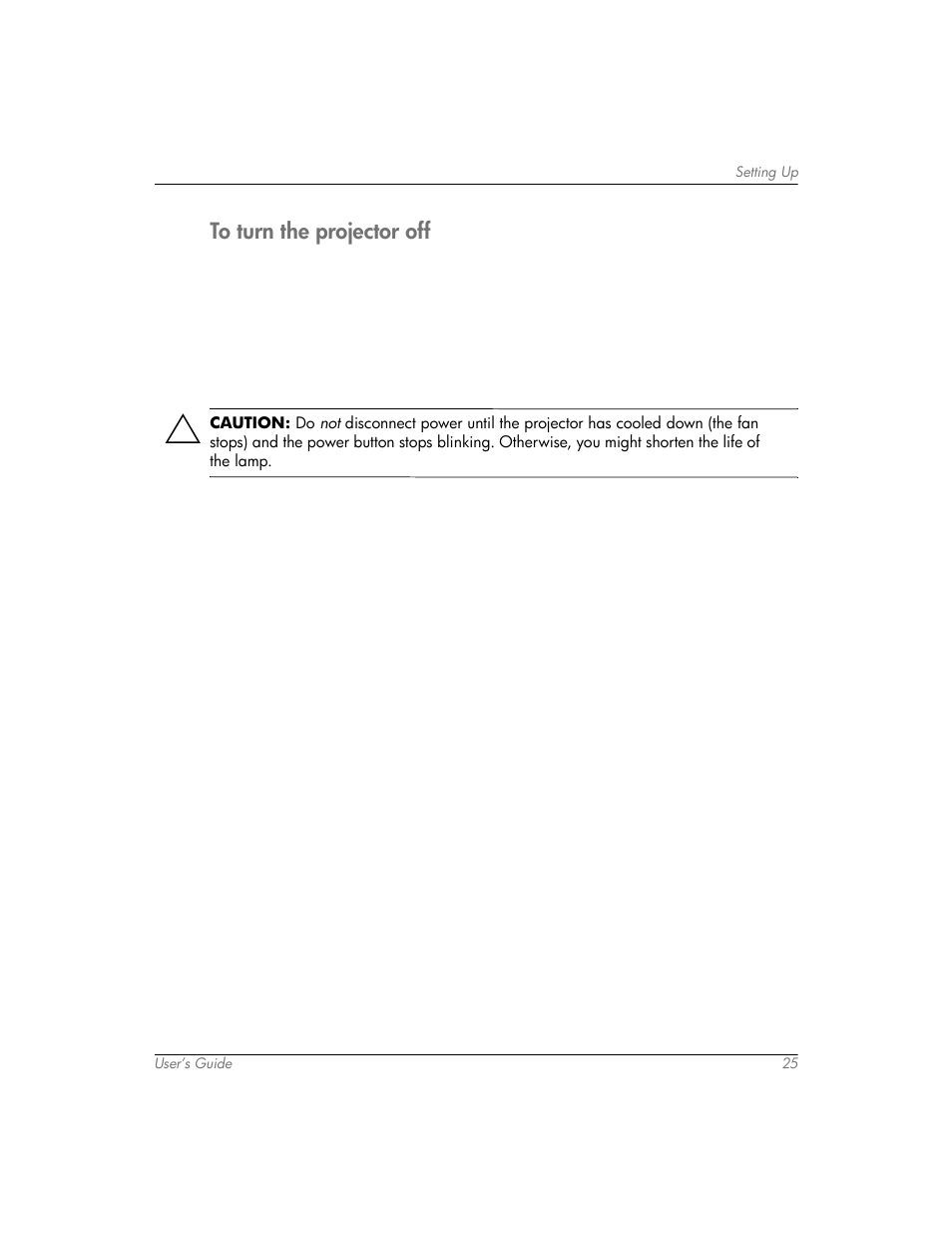 To turn the projector off | HP mp3320 User Manual | Page 25 / 80