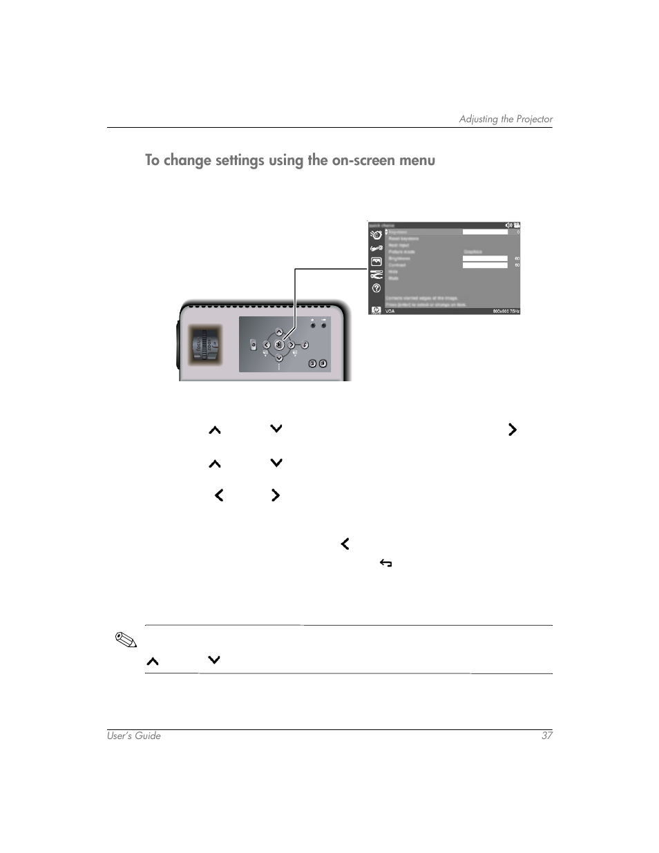 To change settings using the on-screen menu | HP mp3320 User Manual | Page 37 / 80