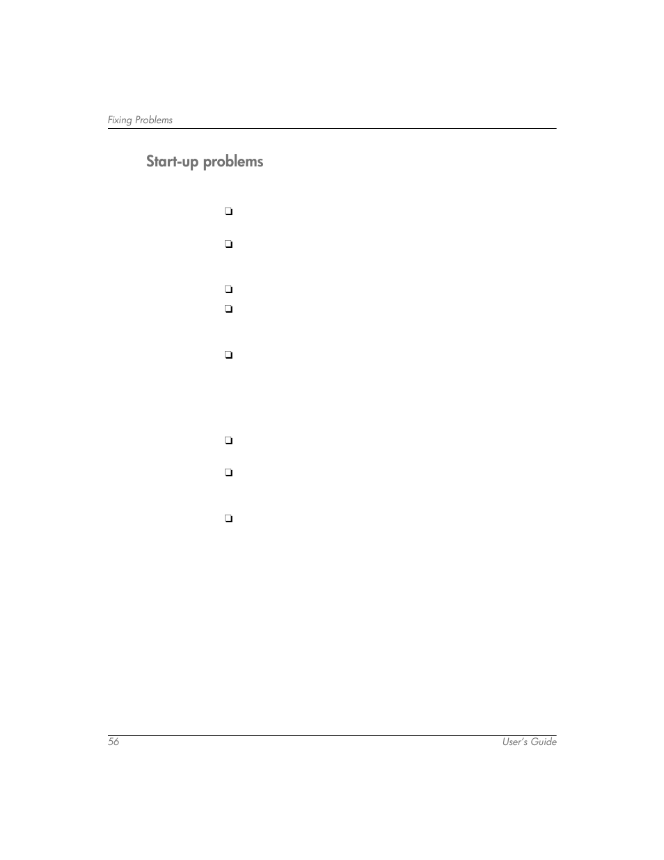 Start-up problems | HP mp3320 User Manual | Page 56 / 80