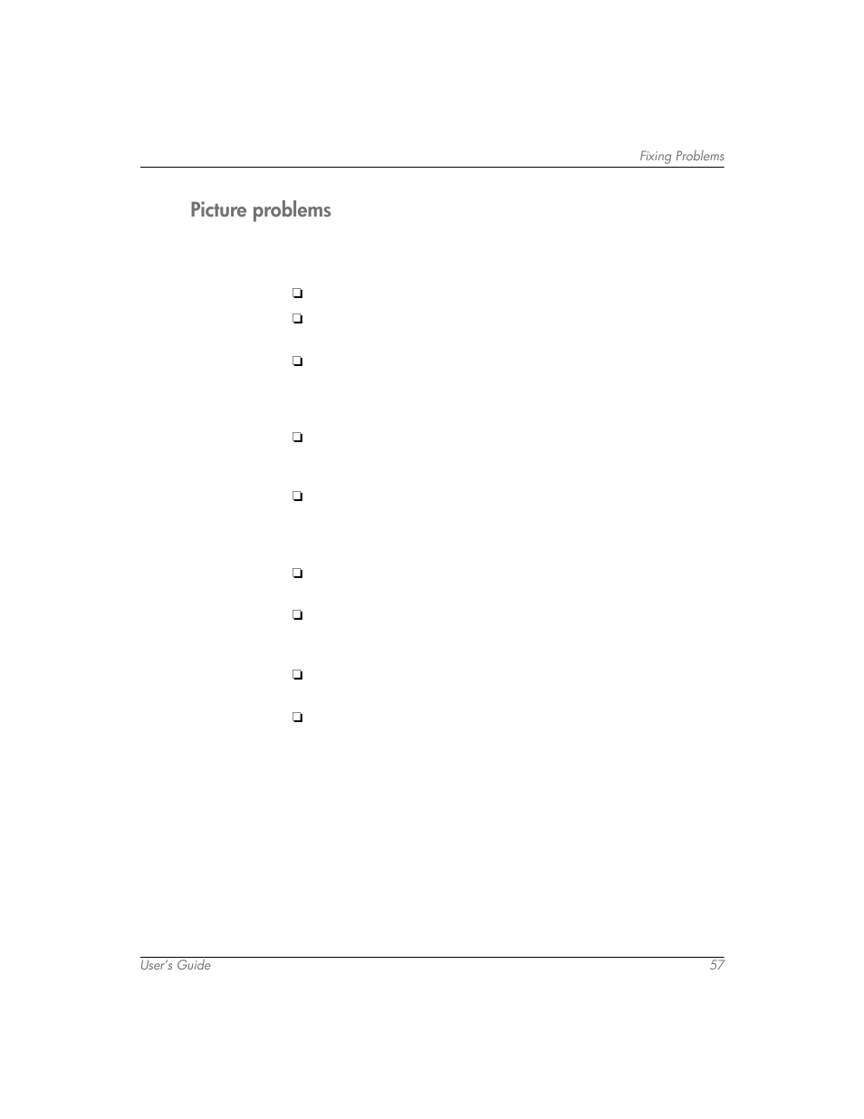 Picture problems | HP mp3320 User Manual | Page 57 / 80