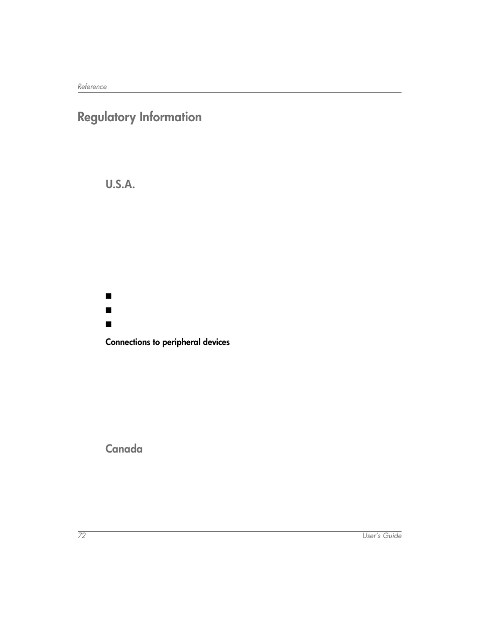 Regulatory information, U.s.a, Canada | U.s.a canada | HP mp3320 User Manual | Page 72 / 80