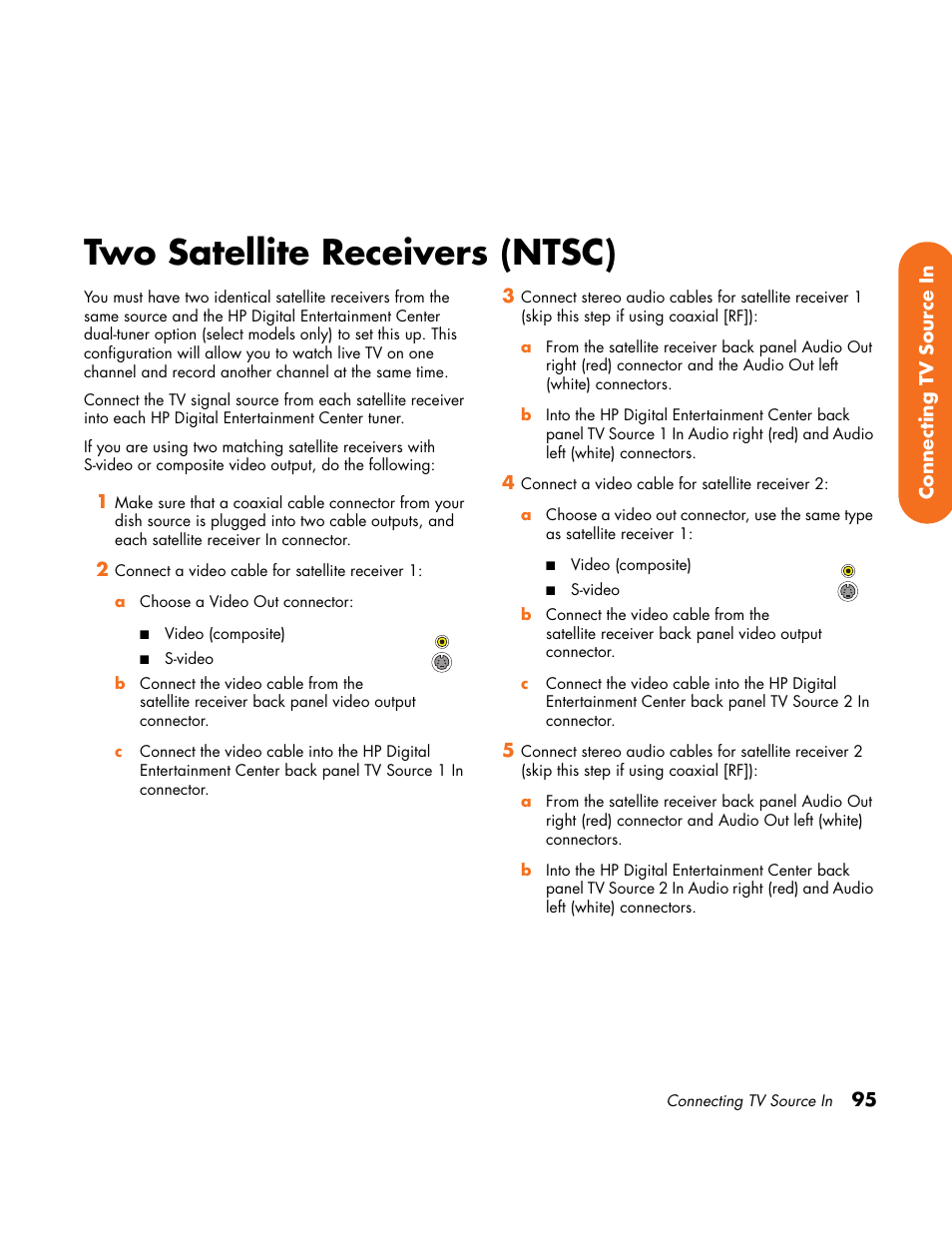 Two satellite receivers (ntsc) | HP Home Theater System User Manual | Page 101 / 194