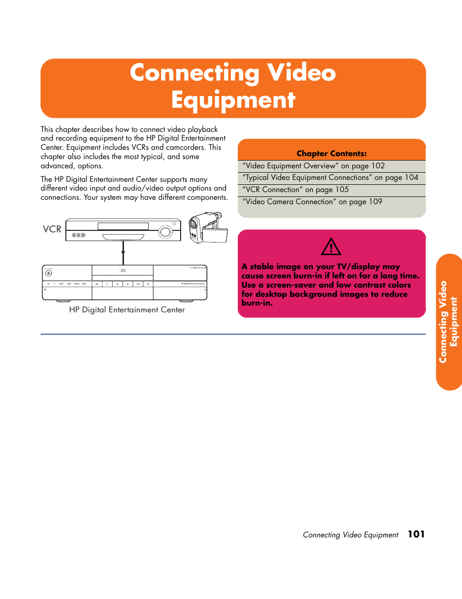 Connecting video equipment, Connecting video, Equipment | HP Home Theater System User Manual | Page 107 / 194