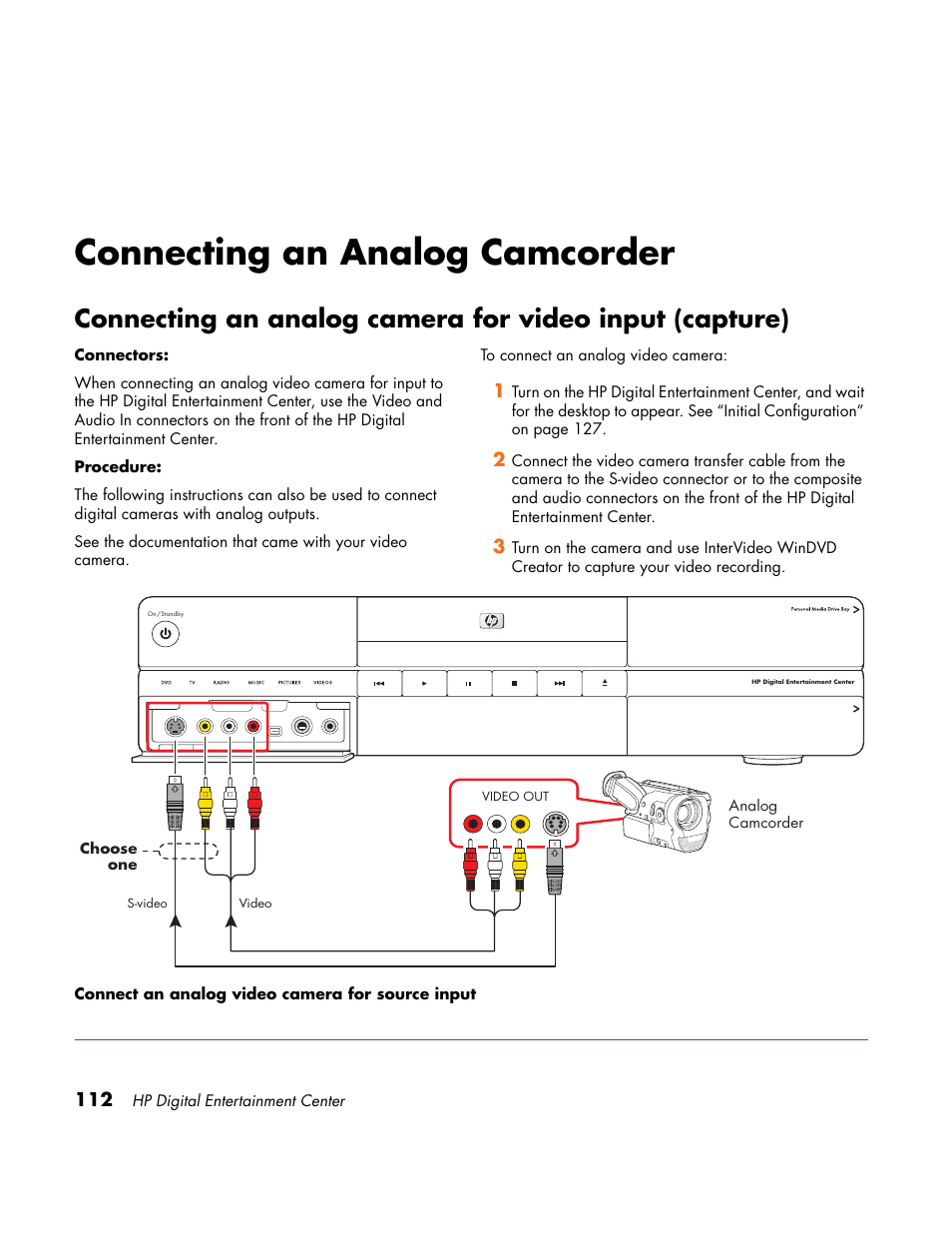 Connecting an analog camcorder | HP Home Theater System User Manual | Page 118 / 194