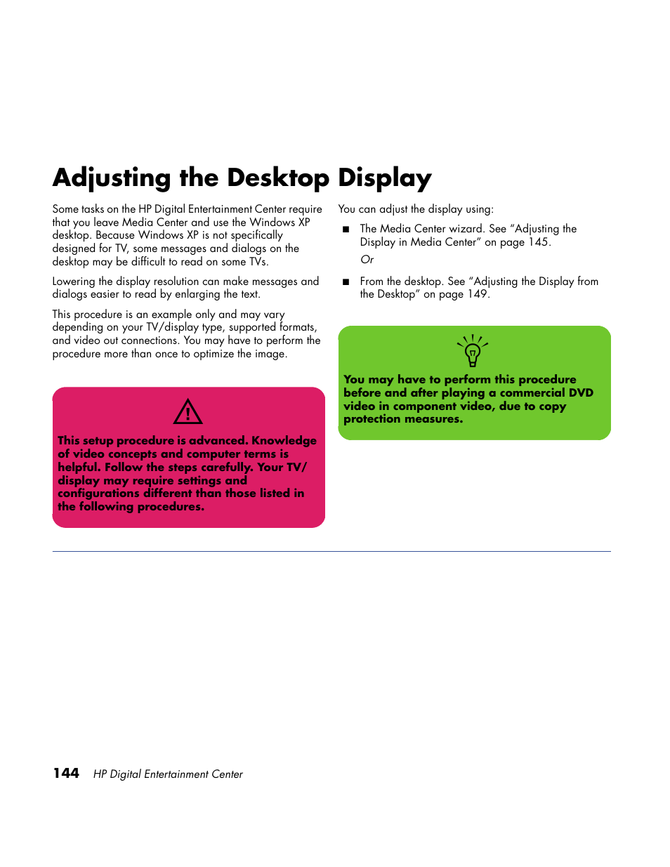 Adjusting the desktop display | HP Home Theater System User Manual | Page 150 / 194