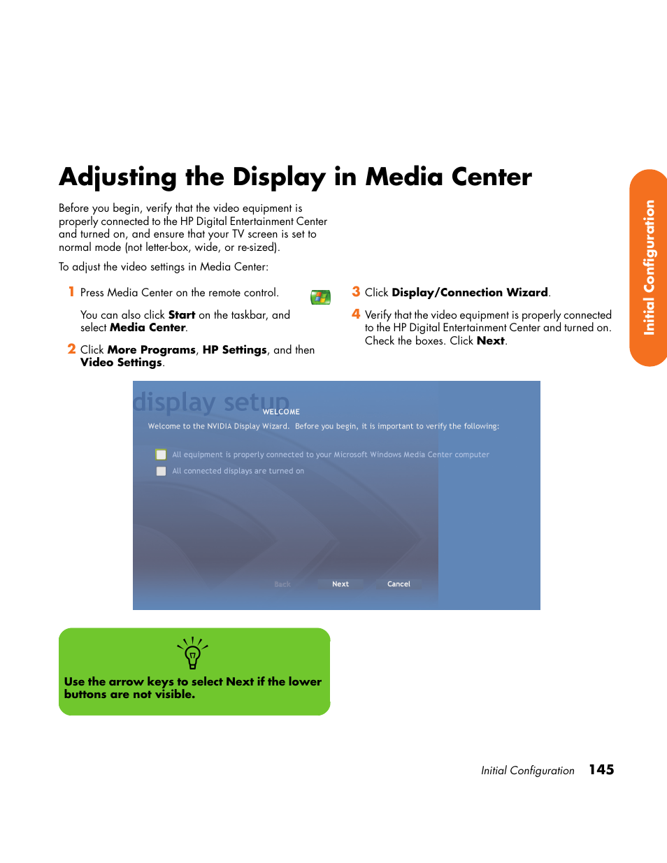 Adjusting the display in media center | HP Home Theater System User Manual | Page 151 / 194