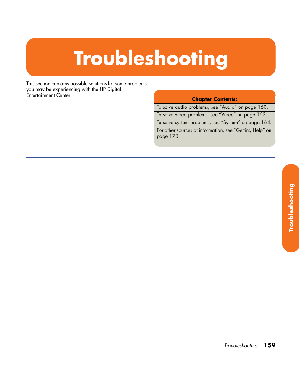 Troubleshooting | HP Home Theater System User Manual | Page 165 / 194