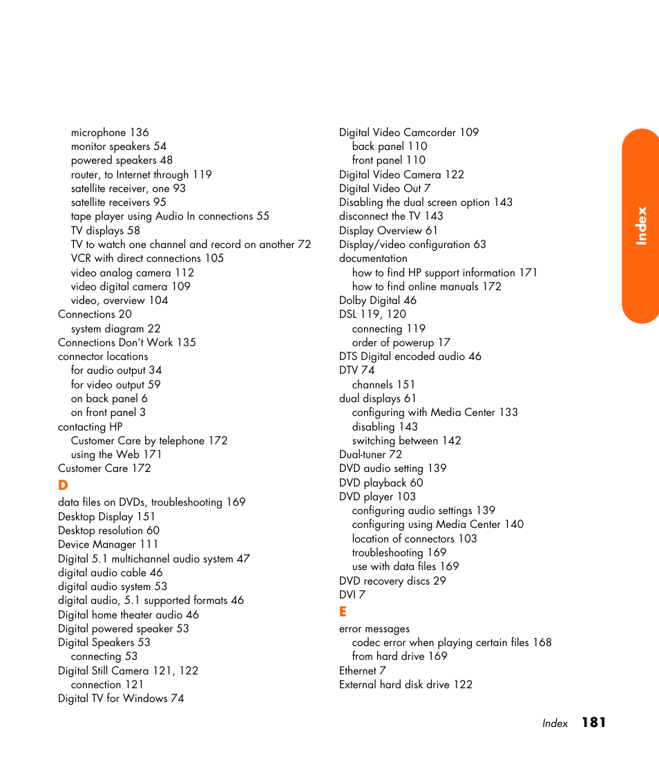 HP Home Theater System User Manual | Page 187 / 194