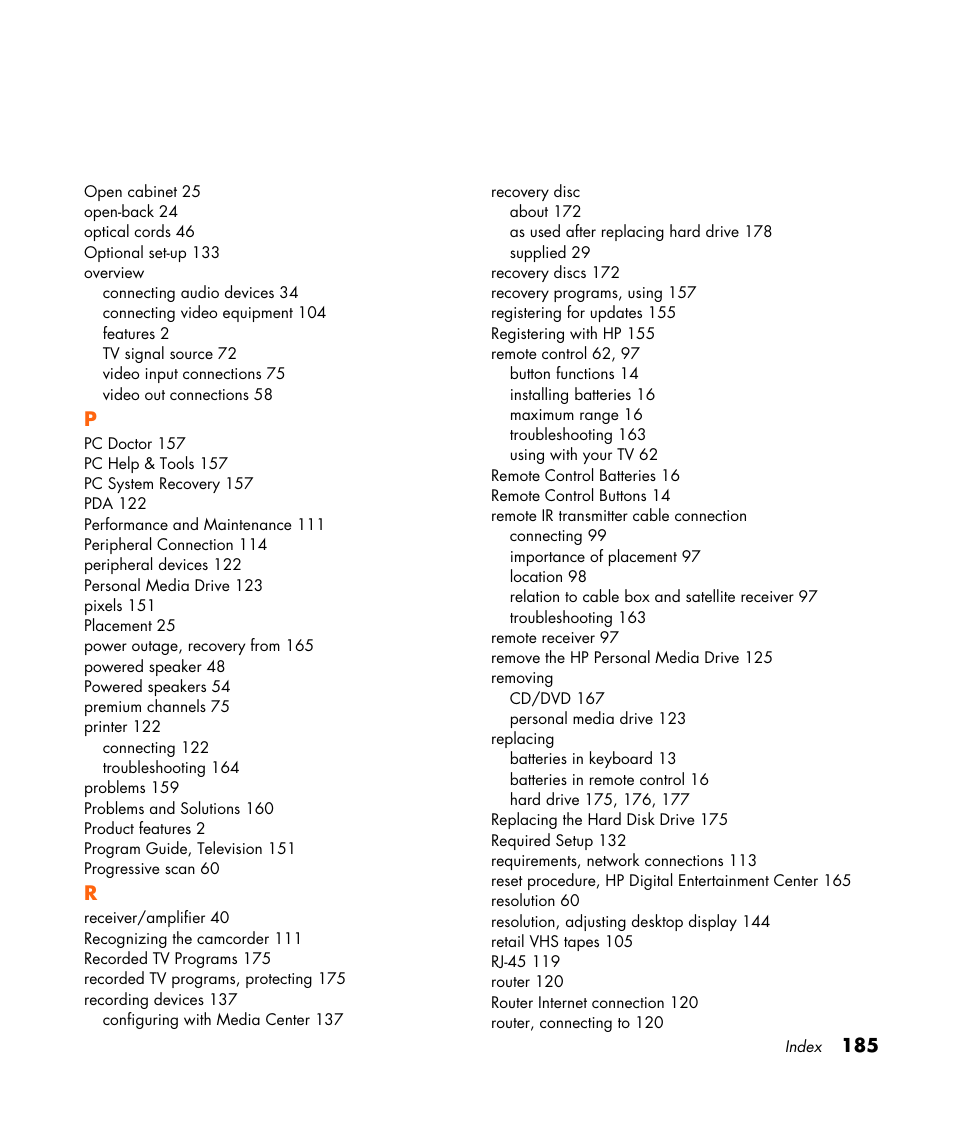 HP Home Theater System User Manual | Page 191 / 194