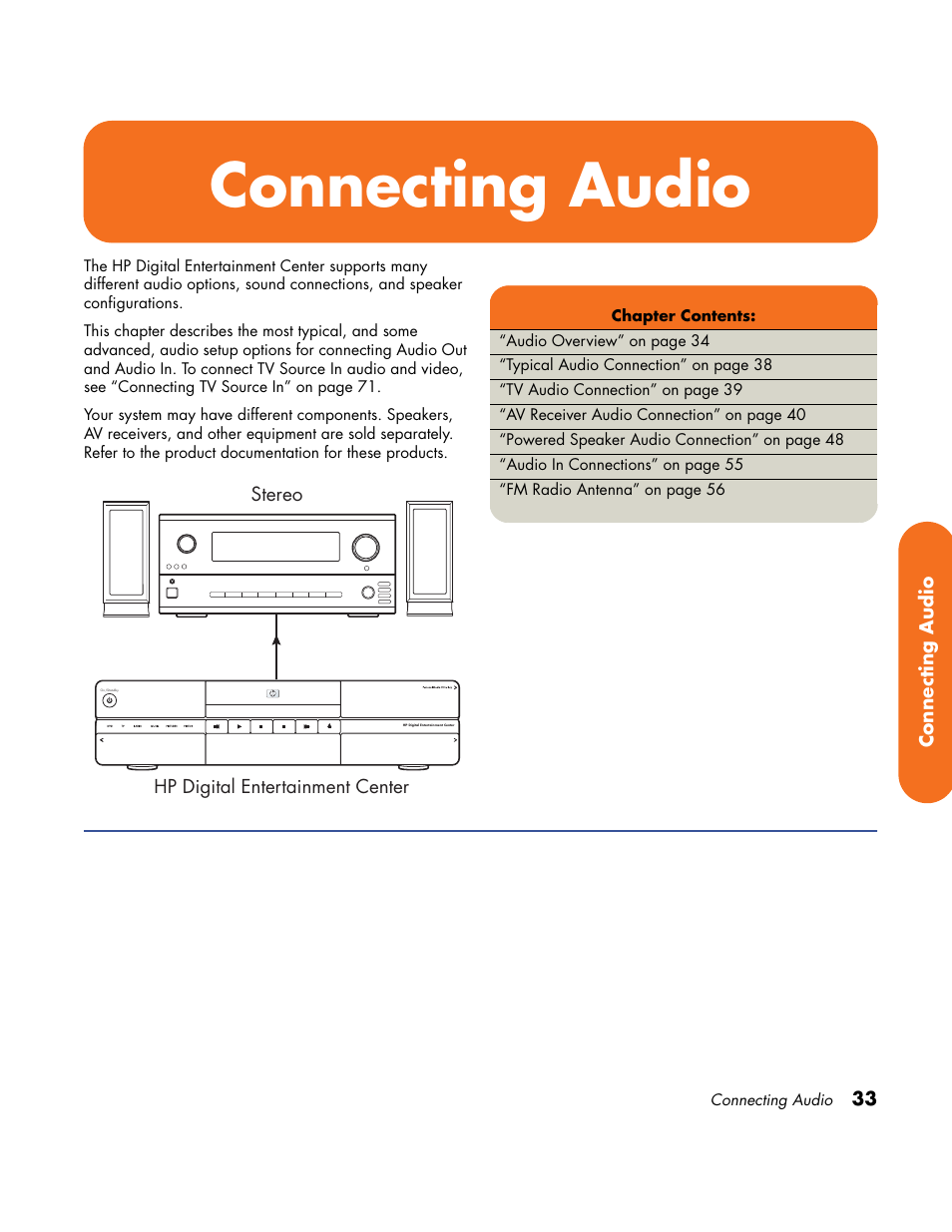 Connecting audio | HP Home Theater System User Manual | Page 39 / 194