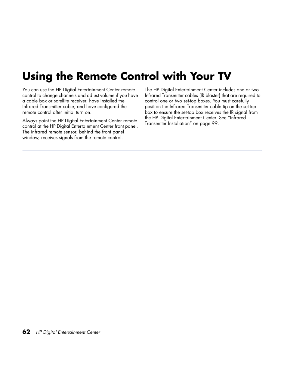 Using the remote control with your tv | HP Home Theater System User Manual | Page 68 / 194