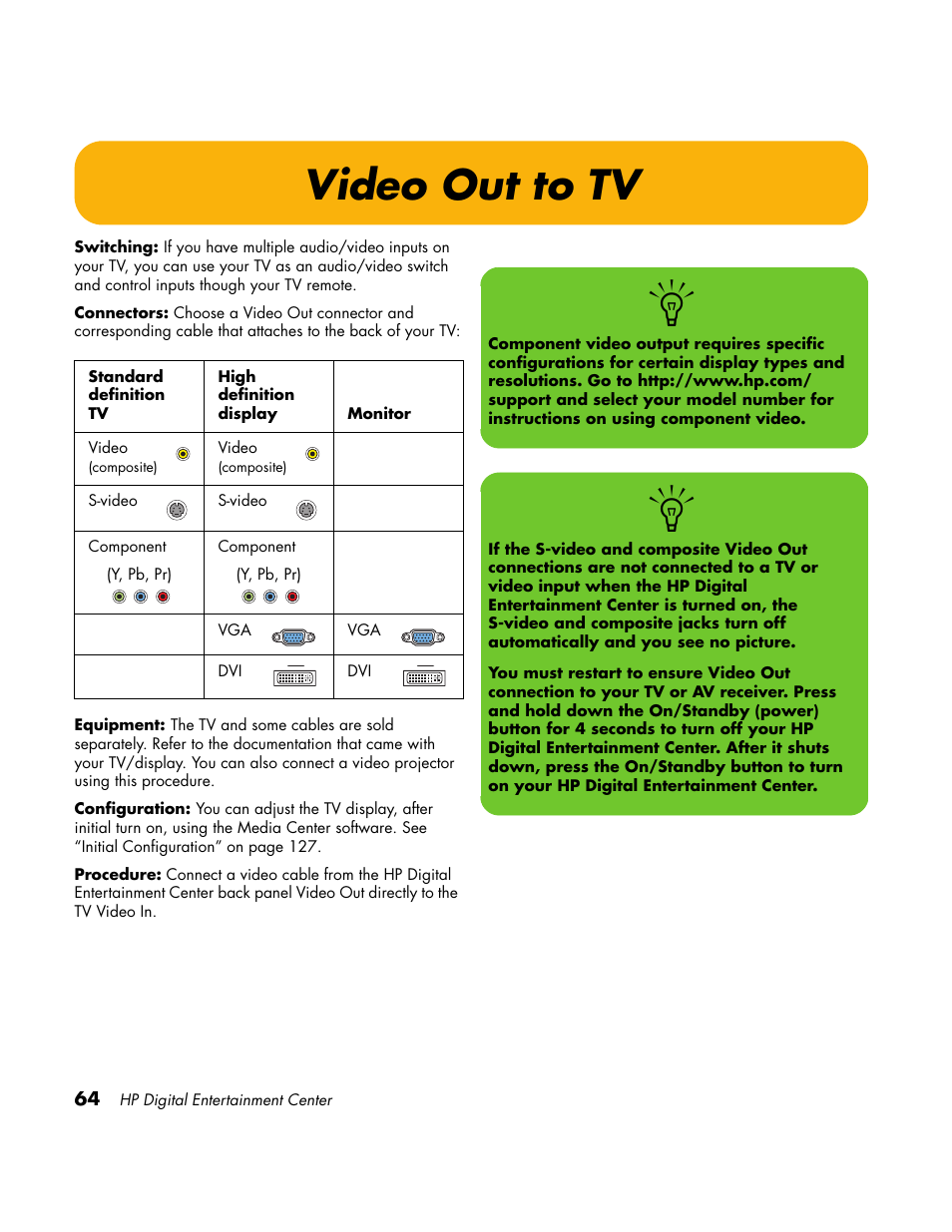 Video out to tv | HP Home Theater System User Manual | Page 70 / 194