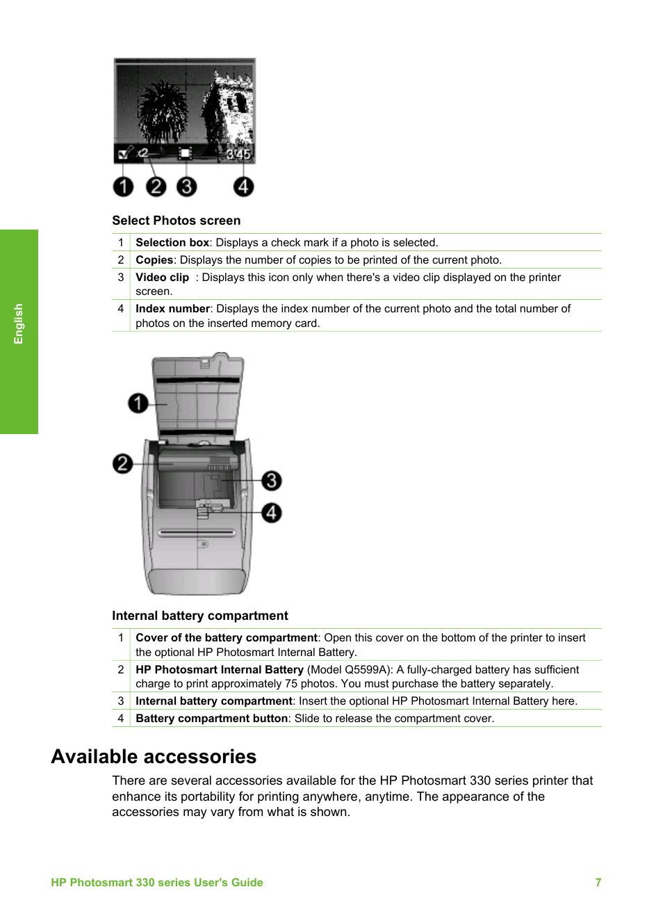 Available accessories | HP 330 Series User Manual | Page 10 / 61