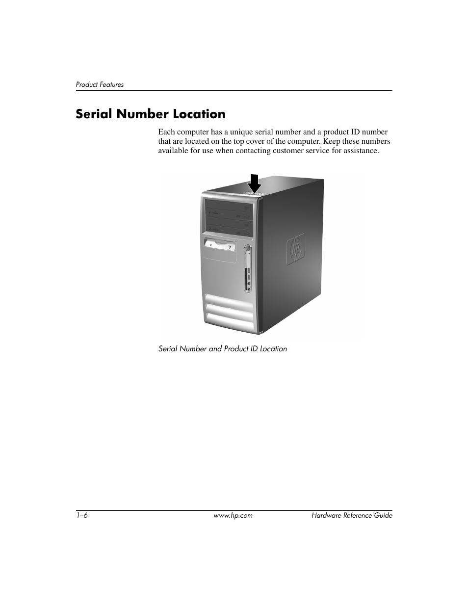 Serial number location, Serial number location –6 | HP dx6120 User Manual | Page 10 / 52