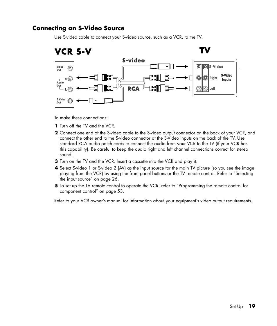 Connecting an s-video source | HP PE4240N User Manual | Page 23 / 80