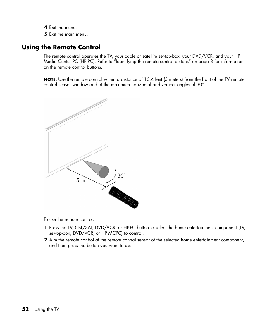 Using the remote control | HP PE4240N User Manual | Page 56 / 80