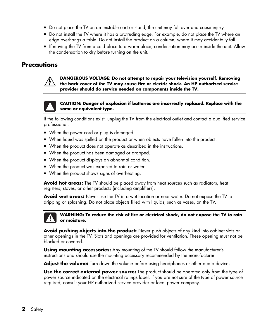 Precautions | HP PE4240N User Manual | Page 6 / 80