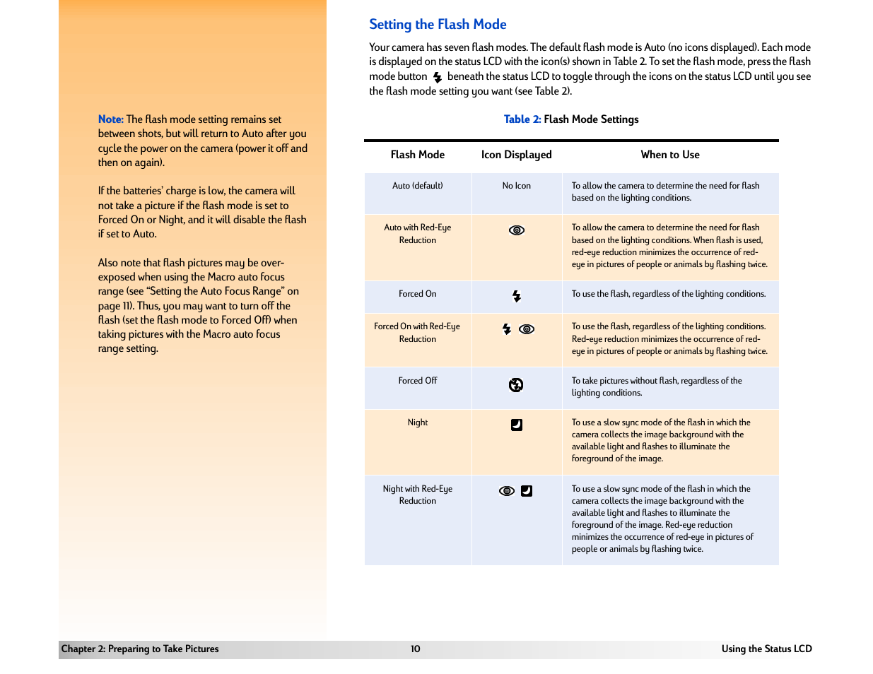 Setting the flash mode | HP 618 User Manual | Page 10 / 129