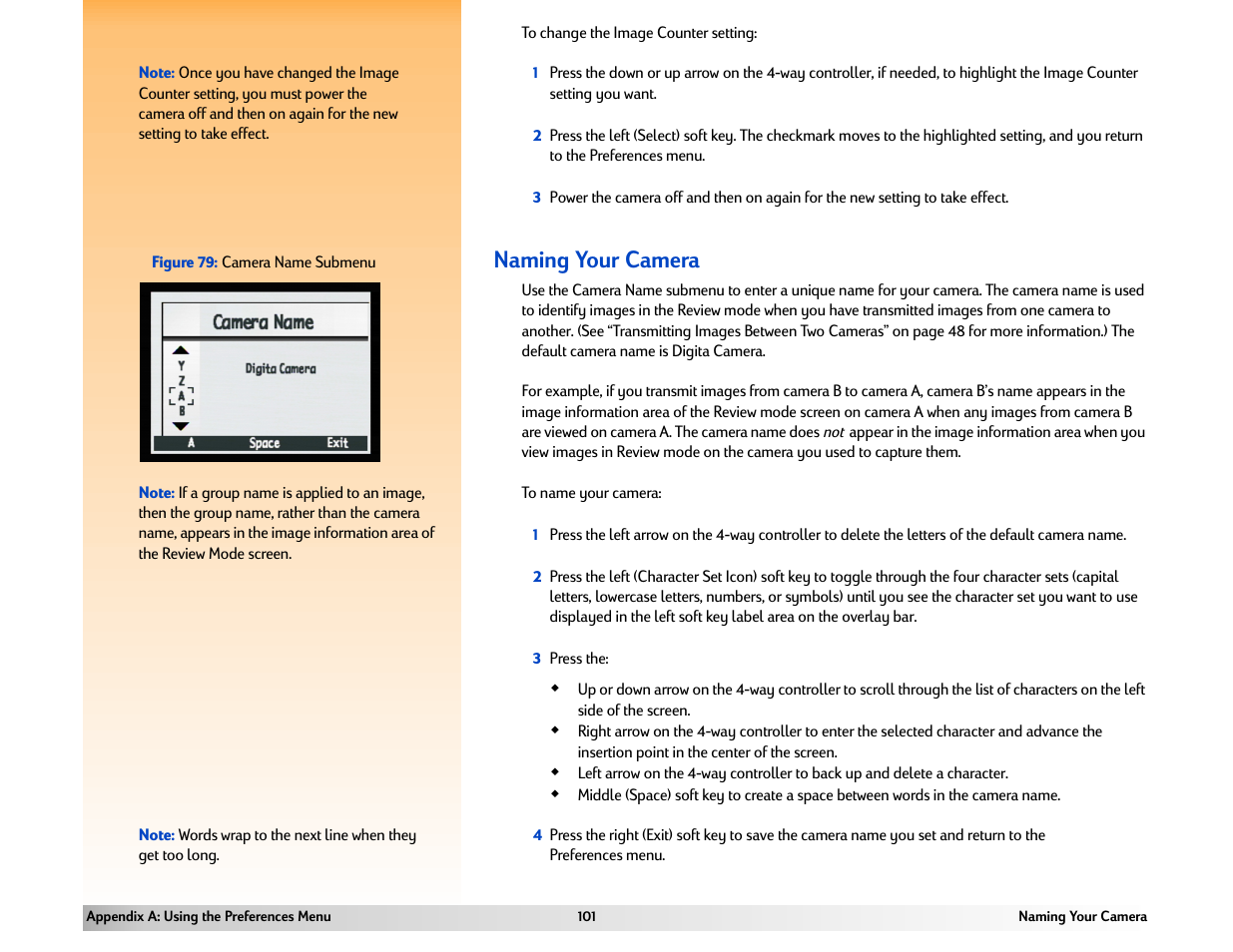 Naming your camera | HP 618 User Manual | Page 101 / 129