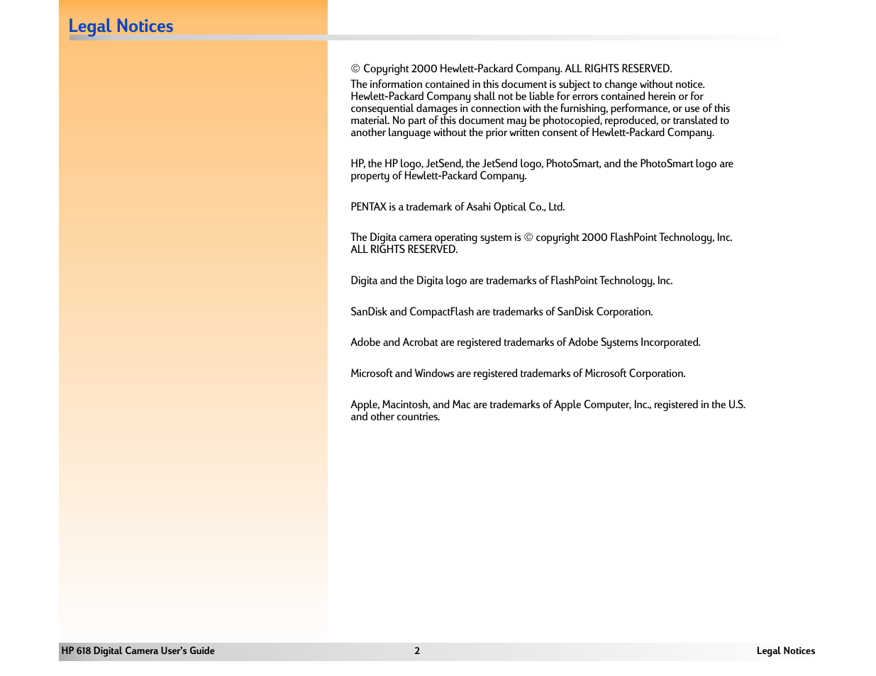 Legal notices | HP 618 User Manual | Page 2 / 129
