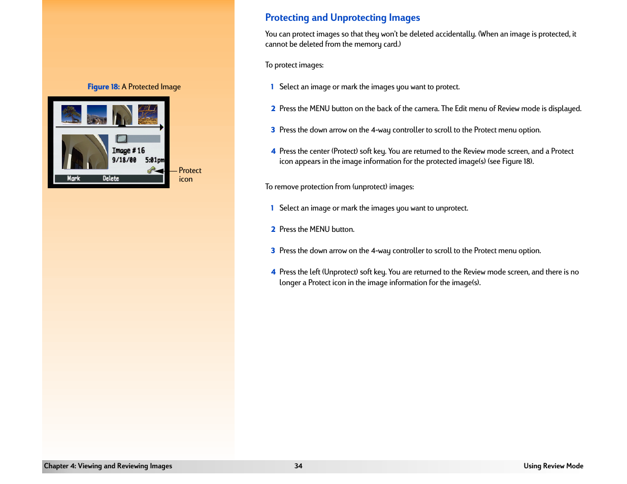 Protecting and unprotecting images | HP 618 User Manual | Page 34 / 129