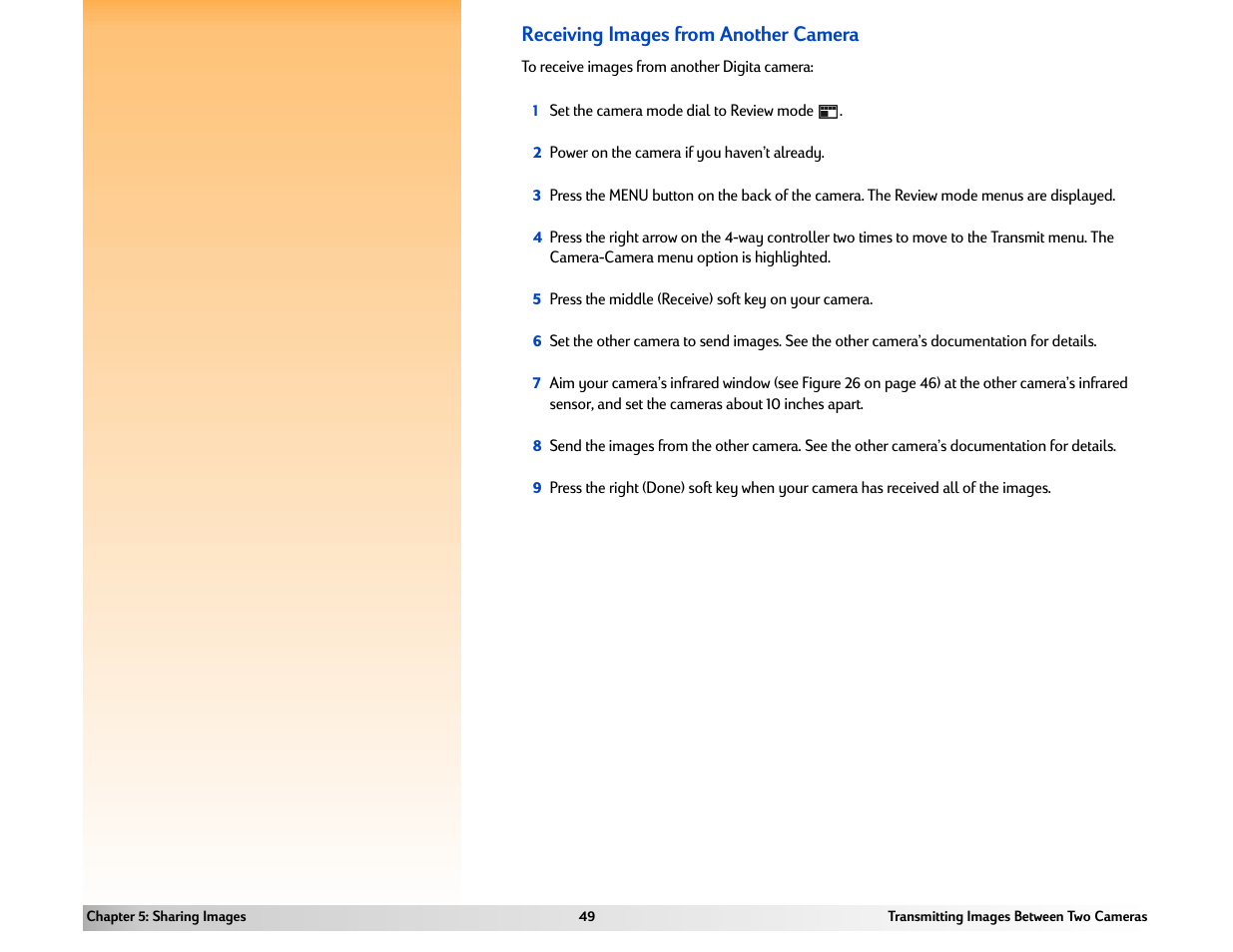 Receiving images from another camera | HP 618 User Manual | Page 49 / 129