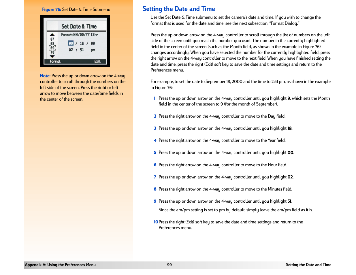 Setting the date and time | HP 618 User Manual | Page 99 / 129