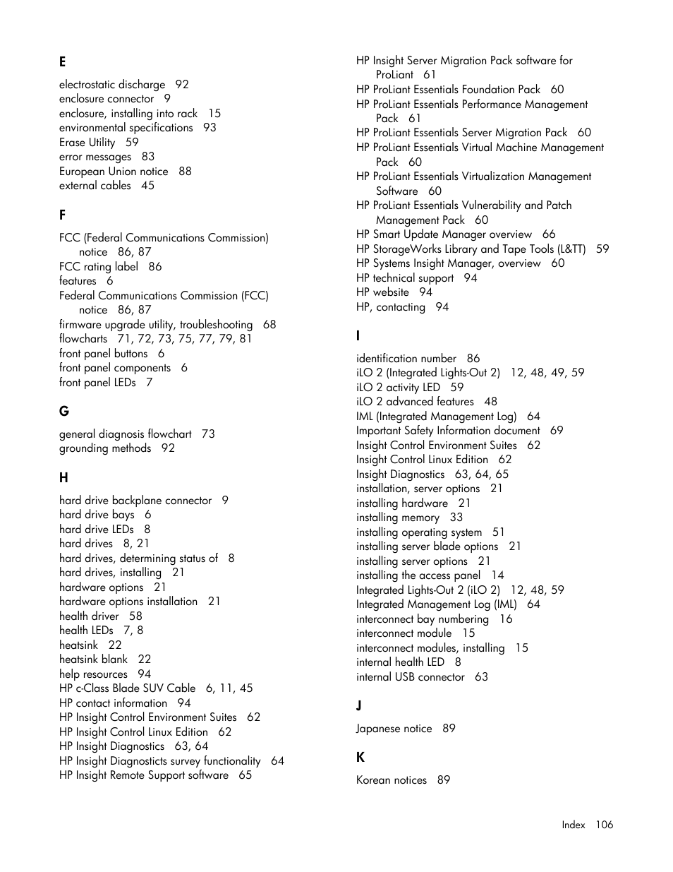 HP PROLIANT SERVER BLADE BL460C G6 User Manual | Page 106 / 108