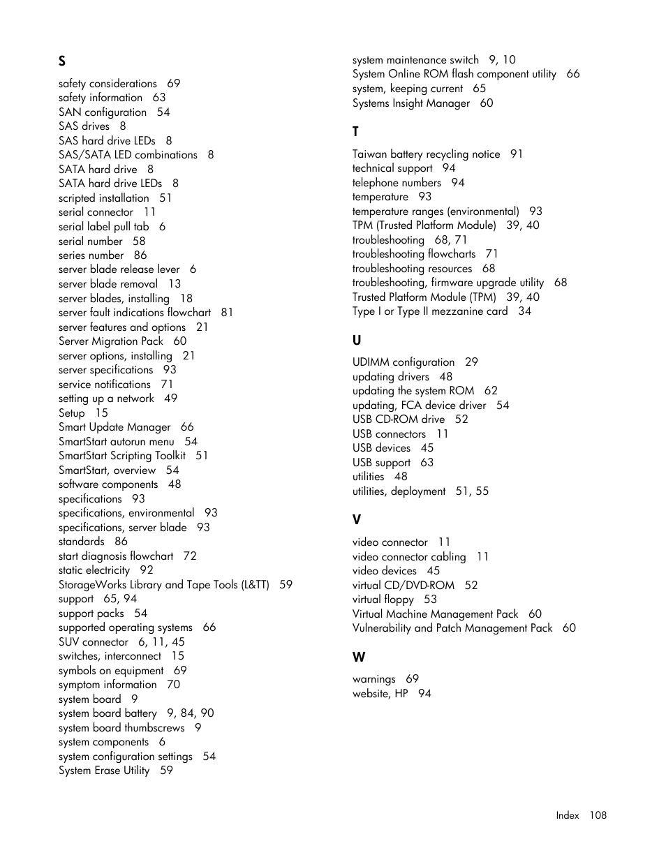 HP PROLIANT SERVER BLADE BL460C G6 User Manual | Page 108 / 108