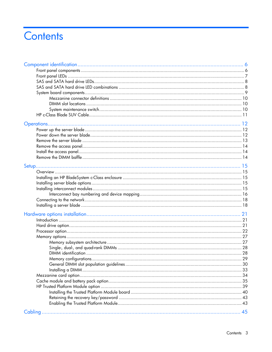 HP PROLIANT SERVER BLADE BL460C G6 User Manual | Page 3 / 108