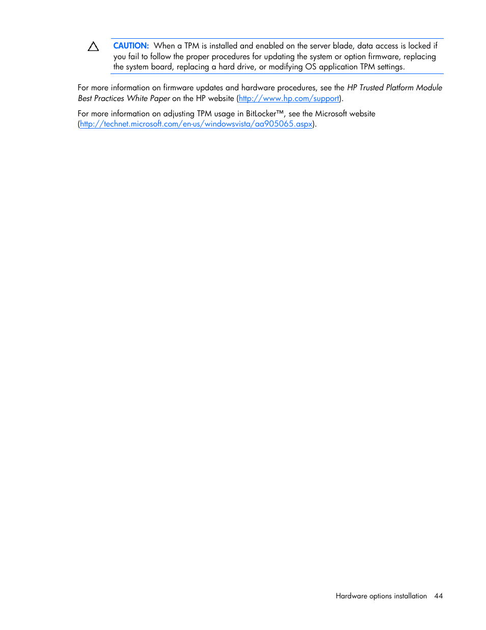 HP PROLIANT SERVER BLADE BL460C G6 User Manual | Page 44 / 108