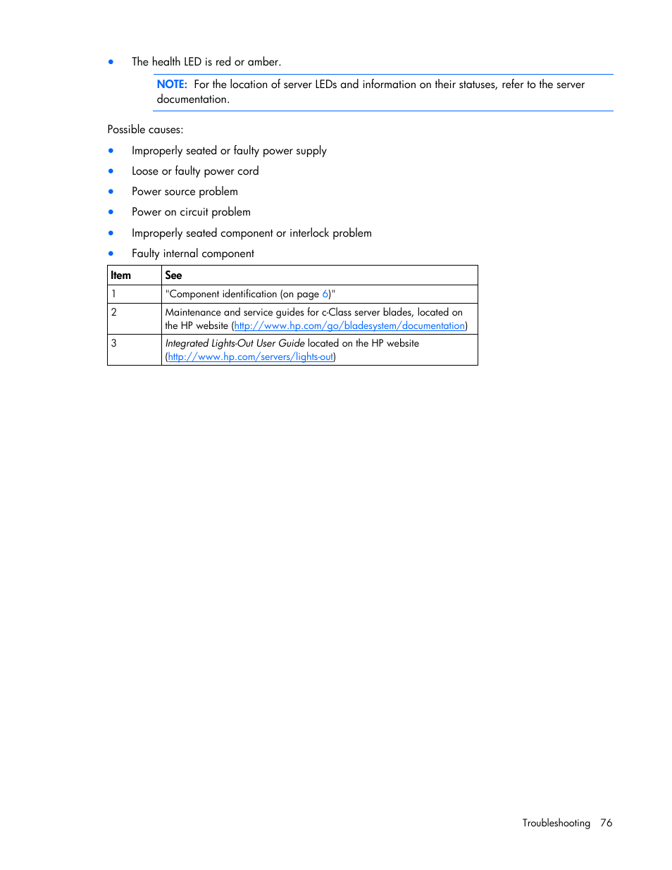 HP PROLIANT SERVER BLADE BL460C G6 User Manual | Page 76 / 108