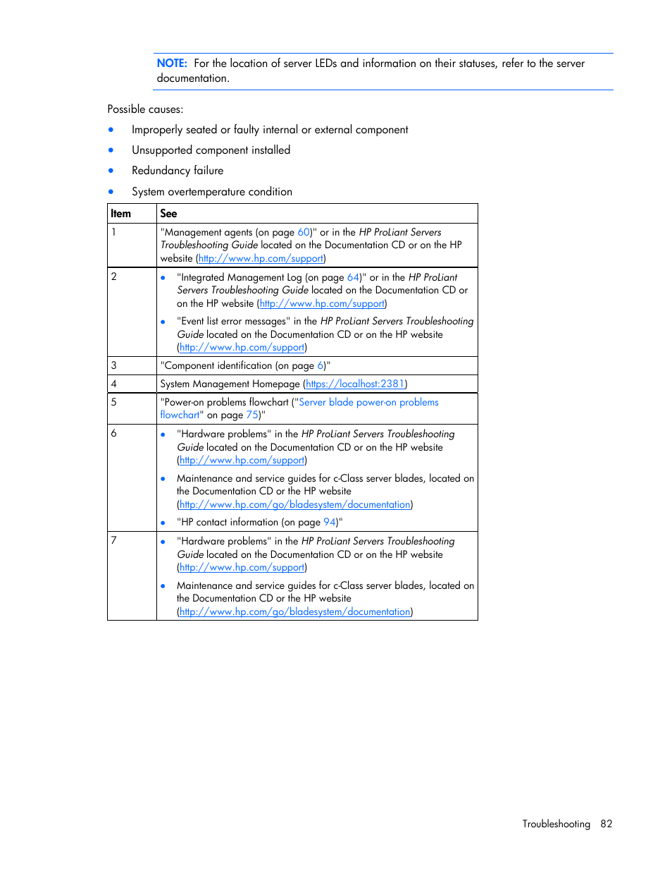 HP PROLIANT SERVER BLADE BL460C G6 User Manual | Page 82 / 108