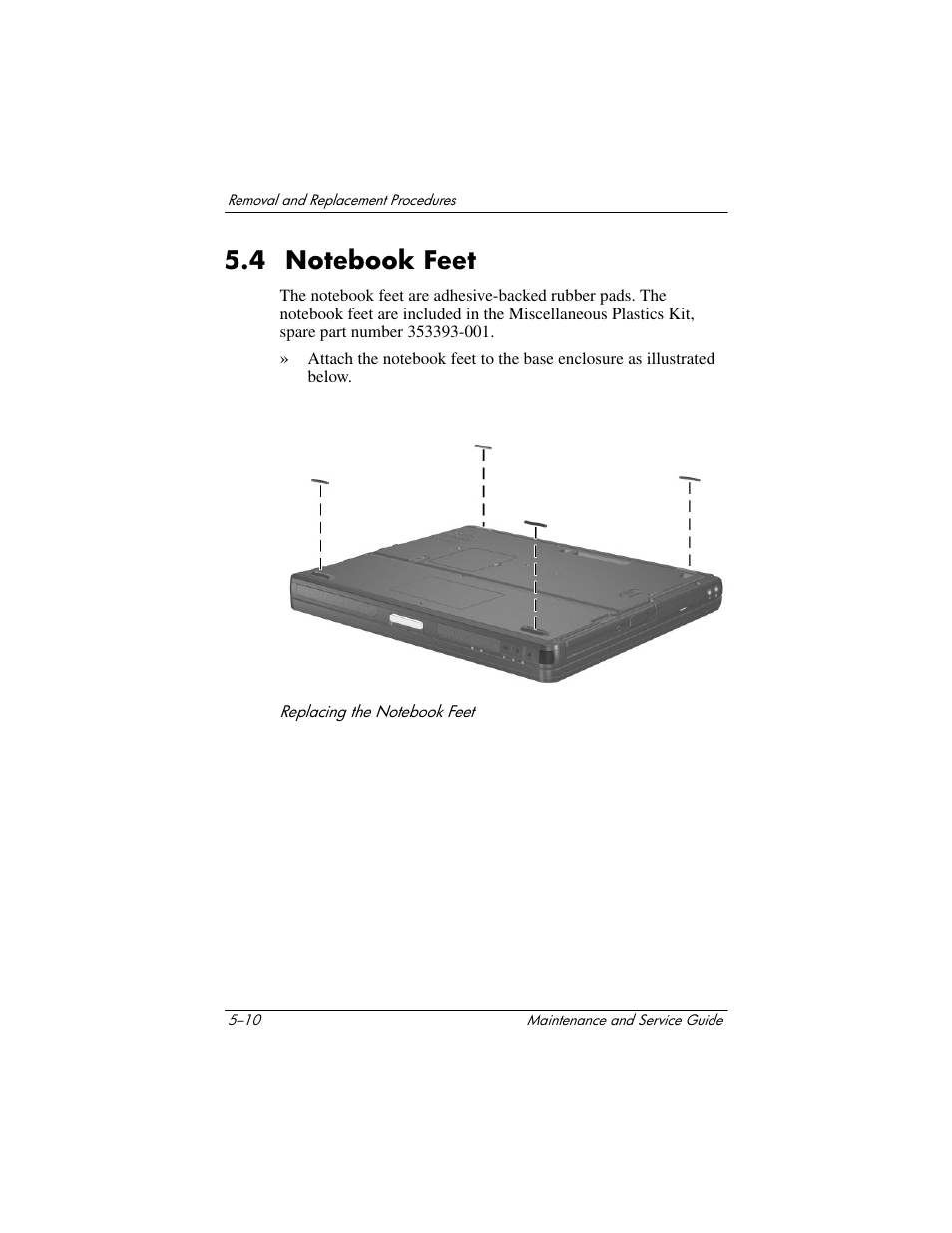 4 notebook feet, 4 notebook feet –10 | HP Compaq nx5000 series User Manual | Page 118 / 220