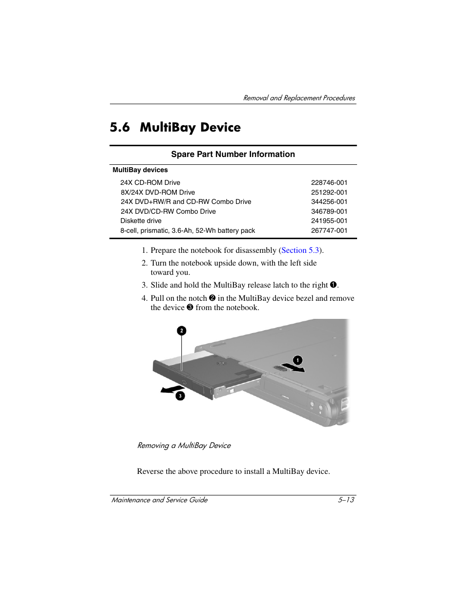 6 multibay device, 6 multibay device –13 | HP Compaq nx5000 series User Manual | Page 121 / 220