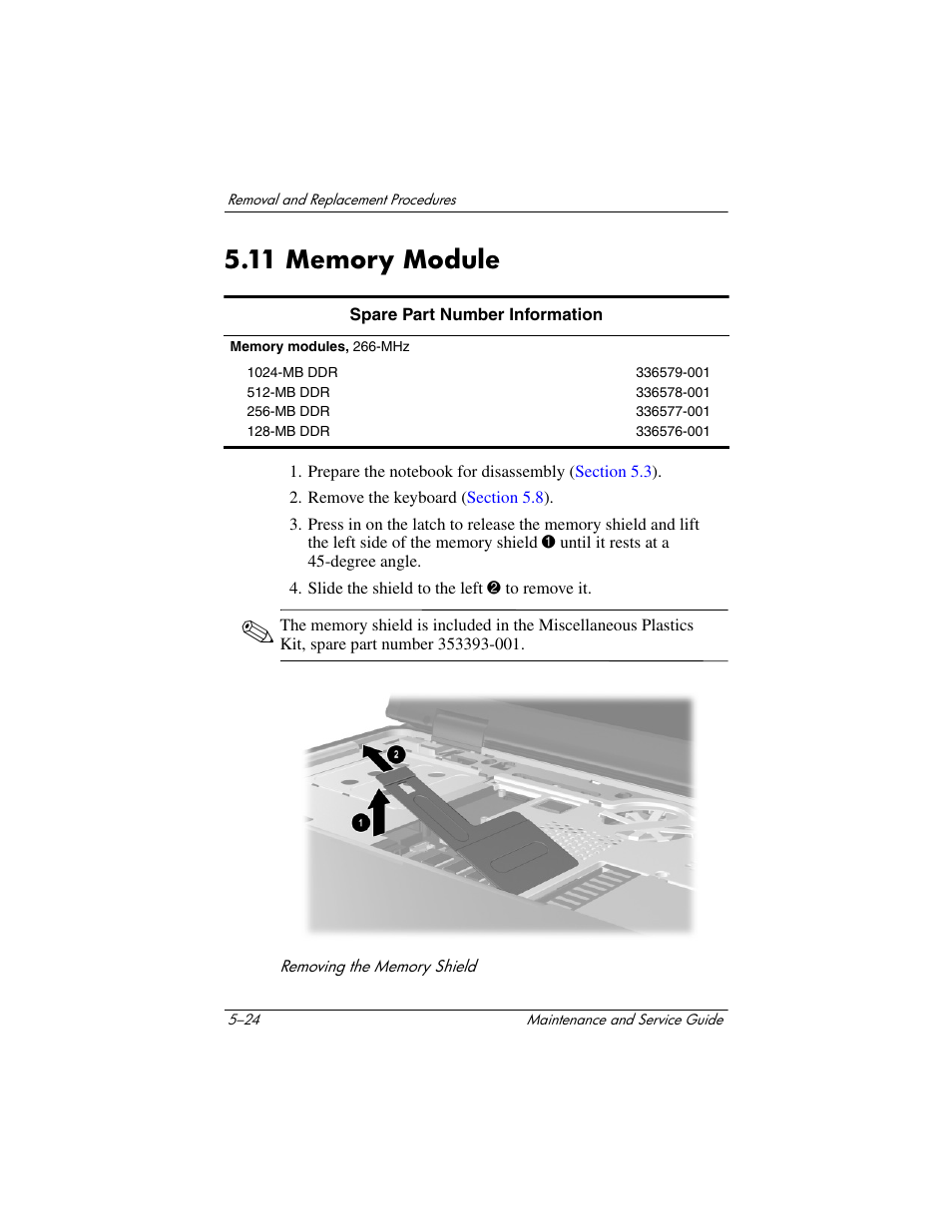 11 memory module, 11 memory module –24 | HP Compaq nx5000 series User Manual | Page 132 / 220