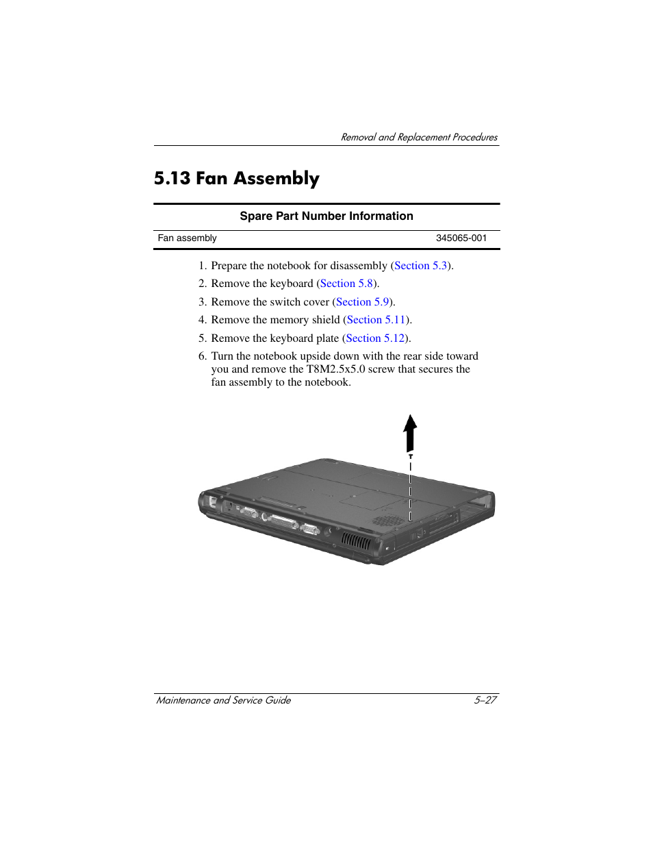13 fan assembly, 13 fan assembly –27 | HP Compaq nx5000 series User Manual | Page 135 / 220