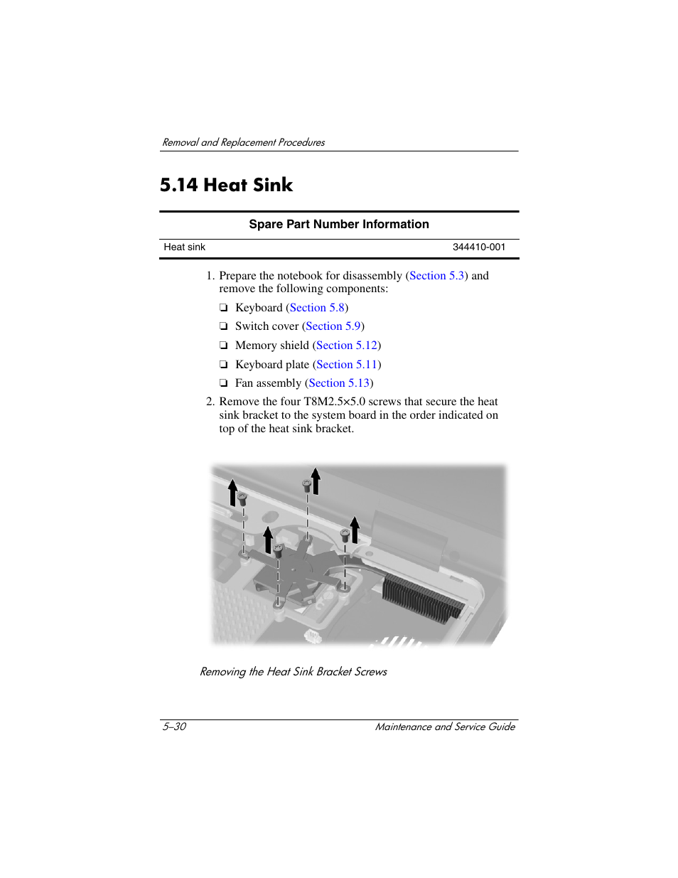 14 heat sink, 14 heat sink –30 | HP Compaq nx5000 series User Manual | Page 138 / 220
