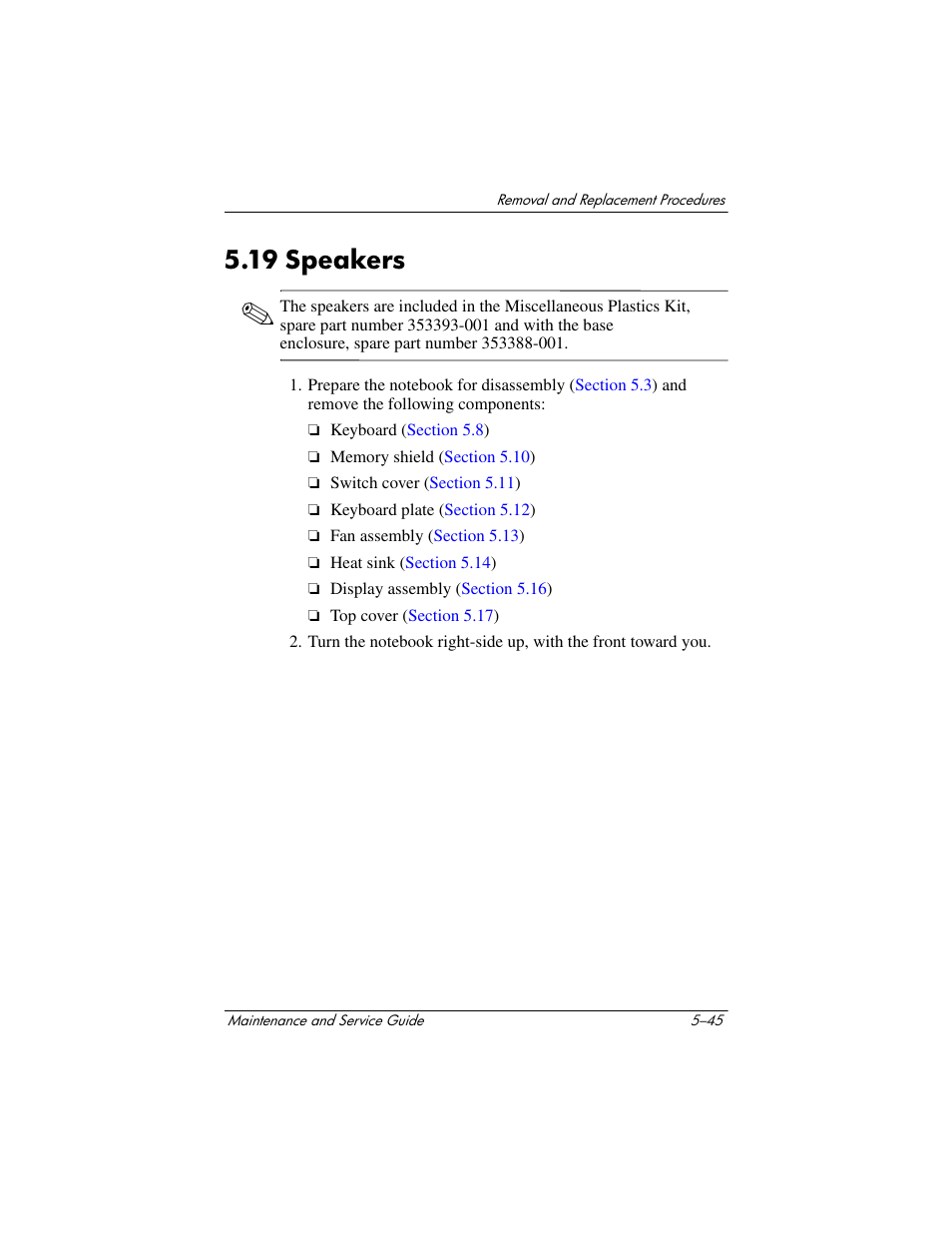 19 speakers, 19 speakers –45 | HP Compaq nx5000 series User Manual | Page 153 / 220